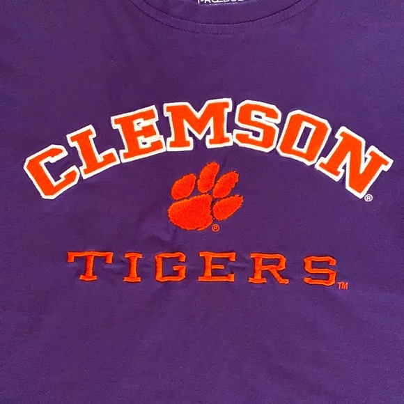 PROEDGE Clemson Tigers Men Purple/Orange Embroidered Short-Sleeve Tee - Picture 2 of 4